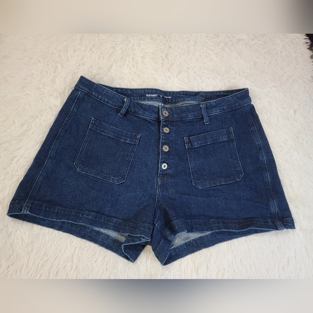 Old Navy Women's High Waist Denim Shorts - Dark Blue